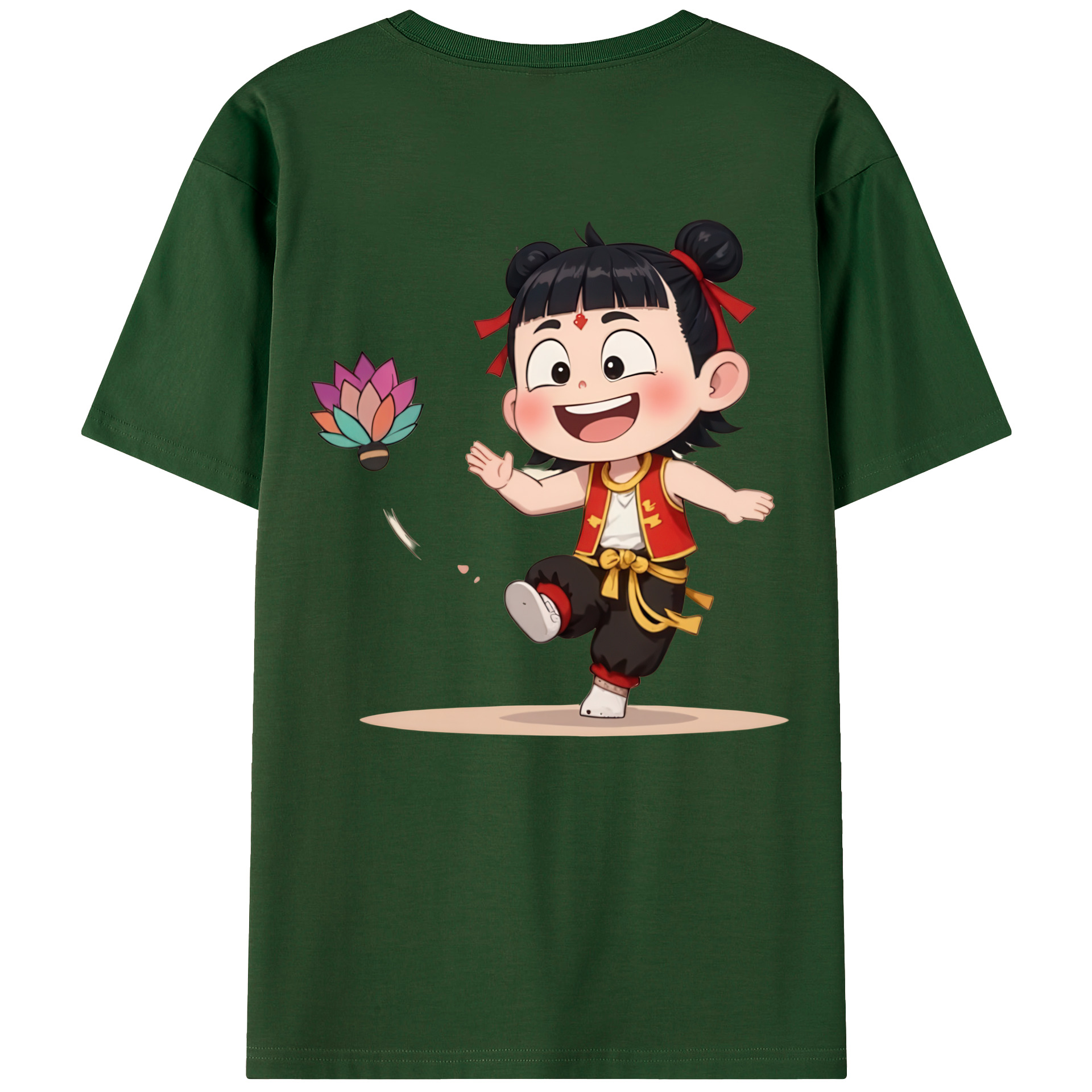 （画像用） Ne Zha 2 ナタ 魔童の大暴れ 綿100％半袖Tシャツ（背面プリント）